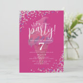 Laten we feesten regenboog heet roze ijs verjaarda kaart (Staand voorkant)