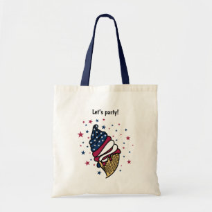 Laten we feesten! Rood wit blauw ijskap Tote Bag