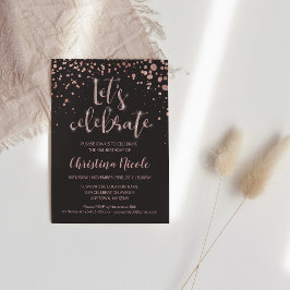 "Laten we feesten" Roze Goud & Grijs Glitter Modie Kaart