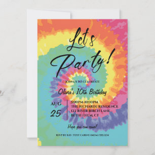 Laten we feesten, roze tie-dye verjaardag kaart
