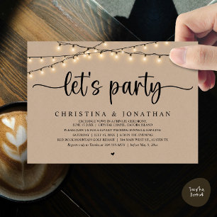 Laten we feesten, Rustic Wedding Dinner Elopement Kaart