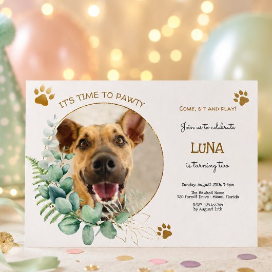 Laten we feesten, verjaardagsfeestje voor honden kaart