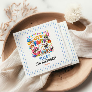 Laten we Feestkat 5e Verjaardag Cute Kitty Verja Servet