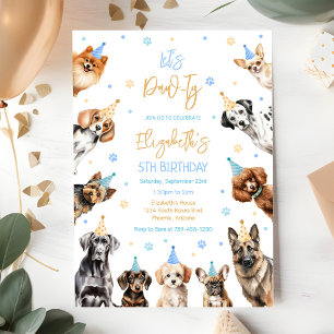Laten we feestvieren Puppy Hondenfeest Verjaardags Kaart