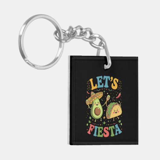 Laten we Fiesta Avocado en Tacos Cinco de Mayo Sleutelhanger (Voorkant Links)