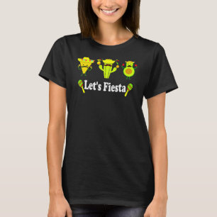Laten we Fiesta Avocado Nacho Cactus Sombrero Cinc T-shirt