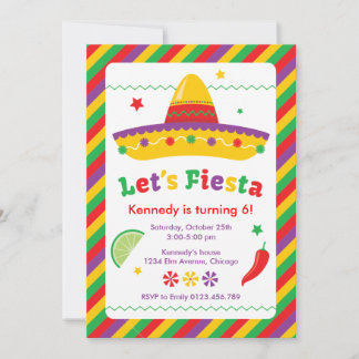 Laten we Fiesta! Birthday Party Invitation Kaart
