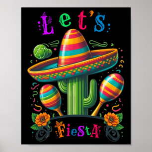 Laten we Fiesta Cactus Cinco De Mayo Mannen Vrouwe Poster