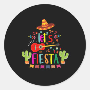 Laten we Fiesta Cinco De Mayo Gitaar Grappig Mexic Ronde Sticker