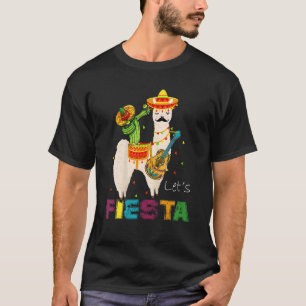 Laten we Fiesta Llama Cinco De Mayo Cactus Sombrer T-shirt