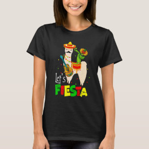 Laten we Fiesta Llama Cinco De Mayo Cactus Sombrer T-shirt