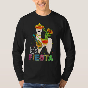 Laten we Fiesta Llama Cinco De Mayo Cactus Sombrer T-shirt
