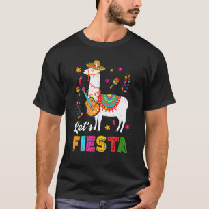 Laten we Fiesta Llama Cinco De Mayo Cactus Sombrer T-shirt
