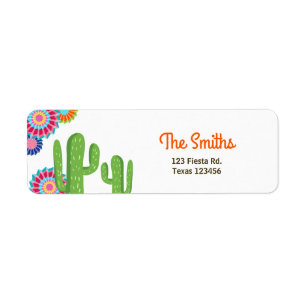 Laten we Fiesta Mexican Return Address Label Cactu