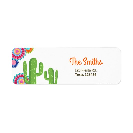 Laten we Fiesta Mexican Return Address Label Cactu (Voorkant)