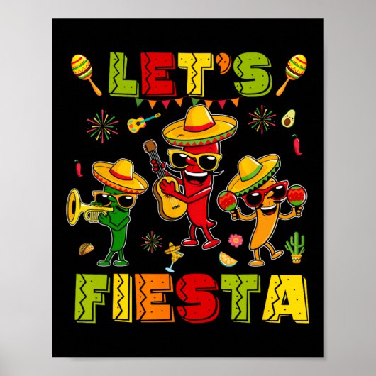Laten we Fiesta Shirt Mexicaanse partij Let's Fies Poster (Voorkant)