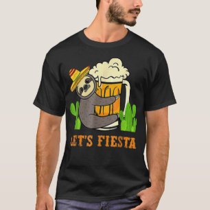 Laten we Fiesta Sloth Beer Drink Cinco de Mayo Mei T-shirt