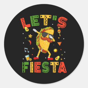 Laten we Fiesta Tacos Dabbing Cinco de Mayo Mexica Ronde Sticker