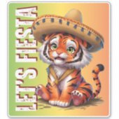 Laten we Fiesta - Tijger Cinco de Mayo Sticker (Voorkant)