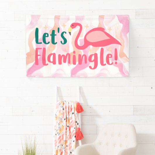 Laten we Flamingale met Flamingo Birds roze Spandoek (Insitu)