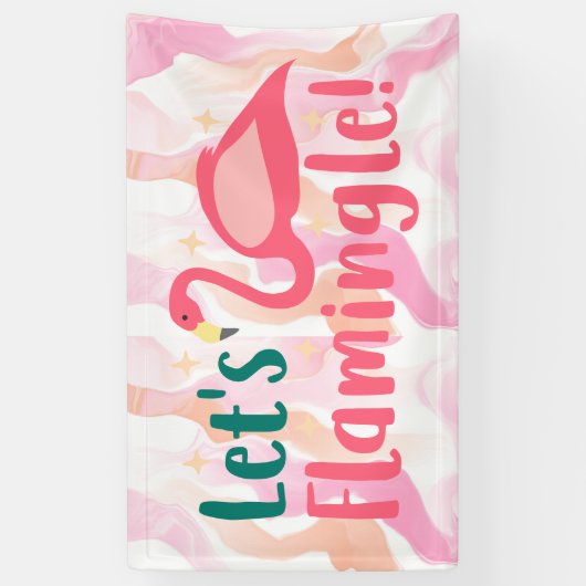 Laten we Flamingale met Flamingo Birds roze Spandoek (Verticaal)