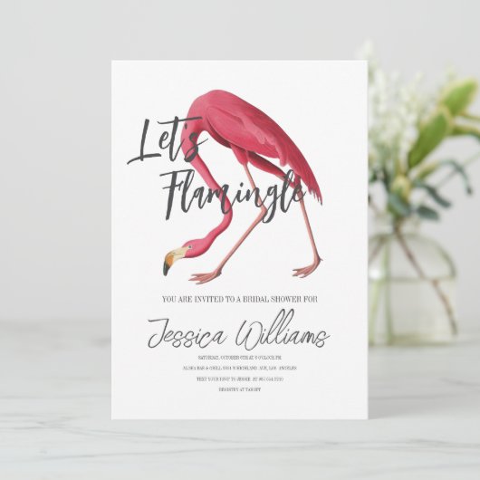 Laten we flamingelen! Tropische Vrijgezellenfeest Kaart (Staand voorkant)
