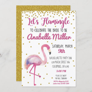 Laten we Flamingle Bachelorette Invite Kaart