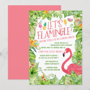 Laten we Flamingle Bachelorette Party laten vallen Kaart