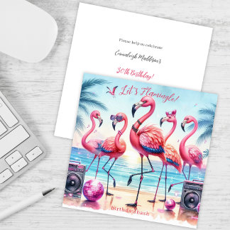 Laten we Flamingle Beach Party Verjaardag uitnodig Kaart