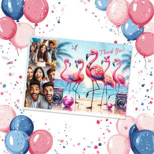 Laten we Flamingle Beach Verjaardagsfeest Foto Bedankkaart