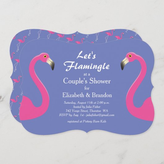 Laten we Flamingle Couple's Shower uitnodigen - pa Kaart (Voorkant / Achterkant)