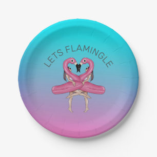 Laten we Flamingle Feest Drijvende Ombre Roze Papieren Bordje