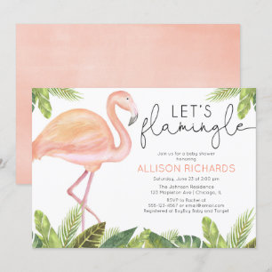 Laten we Flamingle Flamingo baby shower meisje Fla Kaart