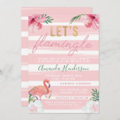 Laten we Flamingle Flamingo Invitation Kaart (Voorkant / Achterkant)