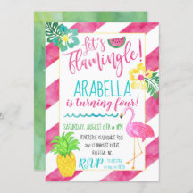 Laten we Flamingle Flamingo Party Invitation