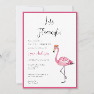 Laten we Flamingle! Heet roze & witte Bruidsdouche Kaart