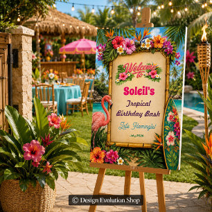 Laten we Flamingle Luau Tropisch Strand Welkomstbo Poster