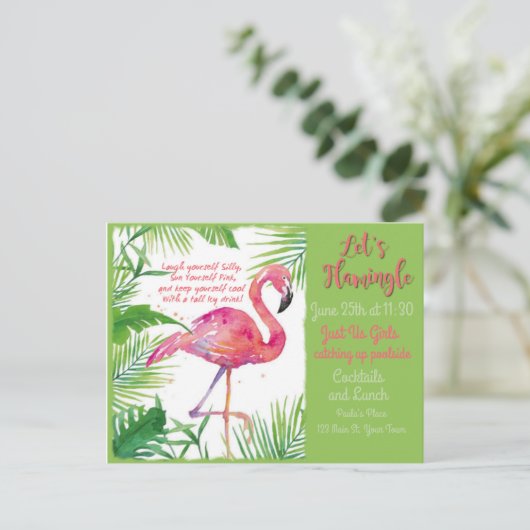 Laten we Flamingle! Uitnodiging (Staand voorkant)