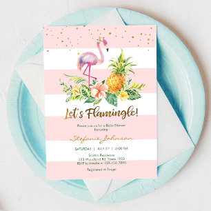 Laten we Flamingo Baby Shower Uitnodiging