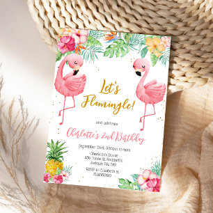 Laten we Flamingo Flamingle Tropische Verjaardag Kaart