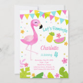 Laten we Flamingo Verjaardag uitnodiging (Voorkant)