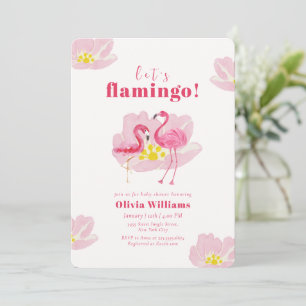 Laten we Flamingo Zoete Tropische Bloemige Baby Sh Kaart