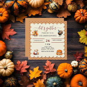 laten we Friendsgiving Thanksgiving in de herfst v Kaart