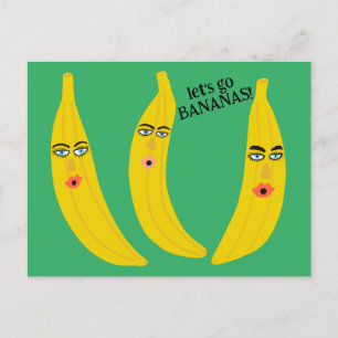 LATEN WE GAAN BANANEN Grappig Schattige Whimsical Briefkaart