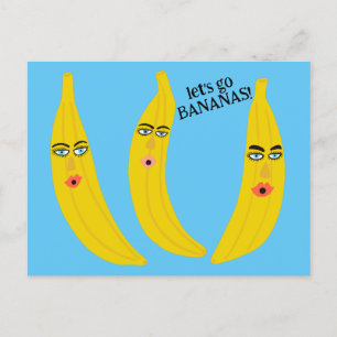 LATEN WE GAAN BANANEN Grappig Schattige Whimsical Briefkaart