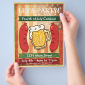 Laten we gaan. Barbecue Vierde juli Flyer (Hand)