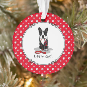 Laten we gaan! Boston Terrier Dog (zwart) Funny Ornament