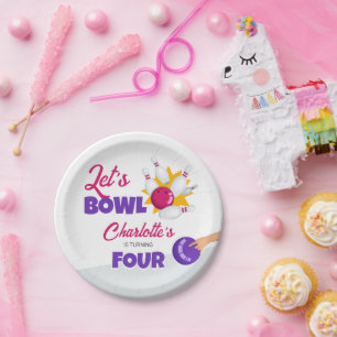 Laten we gaan bowlen Kinderen Bowling Verjaardagsf Papieren Bordje