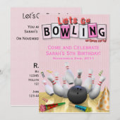 Laten we gaan Bowling Birthday Party Kaart (Voorkant / Achterkant)