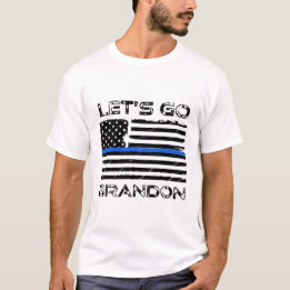 Laten we gaan Brandon Funny Distress Blue Line Fla T-shirt